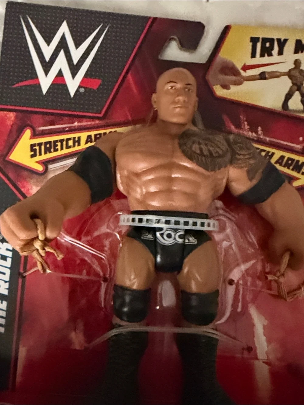 WWE The Rock Action Figure - Black & Tan Muscular Ring Attire